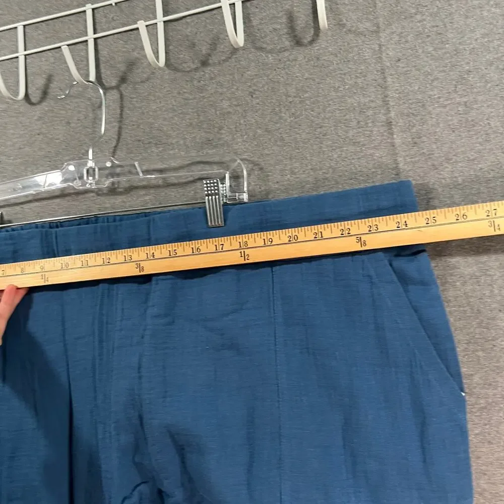 LOGO by Lori Goldstein Beach to Street Cotton Gauze Pants Coastal Blue 3XP